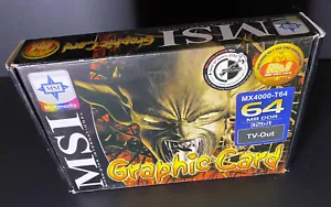MSI NVIDIA GeForce GF4 MX4000-T64 Box and Manual w 109-73701-23 Radeon 32M Card - Picture 1 of 13