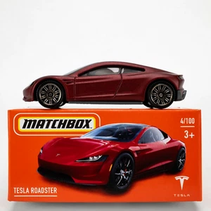 2021 Matchbox Power Grabs #4 Tesla Roadster MATTE BURGUNDY RED MULTICOAT | FSB - Picture 1 of 1