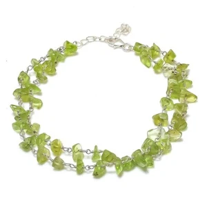 Natural Peridot Druzy 925 Sterling Silver Chain Birthday Mother Necklace Jewelry - Picture 1 of 7