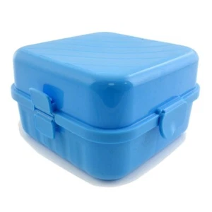 Frühstücksbox 4 Fächer | Vesper und Brotdose blau | Brotbüchse Kinder | Schüler - Picture 1 of 3