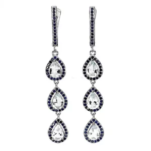 925 Sterling Silver Earrings Pear Aquamarine 7x5mm Sapphire Gemstone Jewelry - Picture 1 of 9