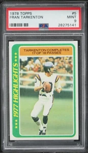 1978 Topps Football #5 Fran Tarkenton HOF PSA 9 MINT - Picture 1 of 2