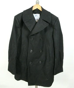 DSCP Quarterdeck Collection Black Pea Coat Naval Military Sz 42L Wool Men's - Picture 1 of 4