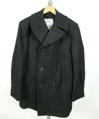 DSCP Quarterdeck Collection Black Pea Coat Naval Military Sz 42L Wool Men's - Image 1 of 4