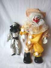 2 Porzellanfiguren Clown 34 cm und Frau schwarzes Haar Träne 23 cm