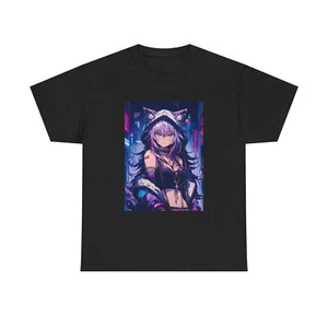 Waifu Anime T-shirt Girl Graphic Cartoon Retro Gaming Unisex Heavy Tee Gamer 9 - Picture 1 of 5