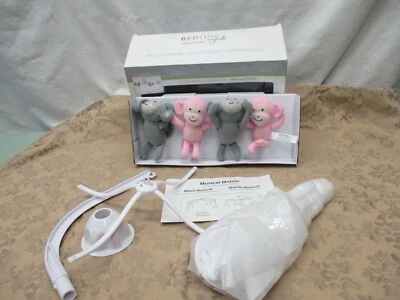 Cuna móvil musical original para dormir rosa gris monos diversión Foto 1 de 4