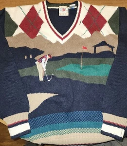 Vintage Cotton Traders Sweater Mens Medium Golf 90s - Picture 1 of 4