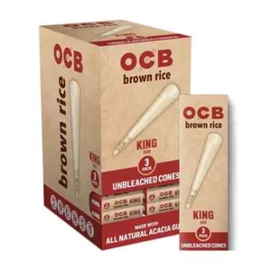 CONOS DE ARROZ MARRÓN OCB 🙂 TAMAÑO KING 24 CAJAS PAQUETE DE 3 - Imagen 1 de 1