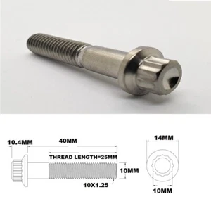 1X 12PT TITANIUM M10X1.25 BOLT 12 POINT M10 X 40MM M10X40MM LONG GRADE 5 12 PT - Picture 1 of 2