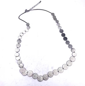 Ann Taylor Coin Long Necklace Silver Tone Lobster Closure Adjustable 36" - Picture 1 of 4