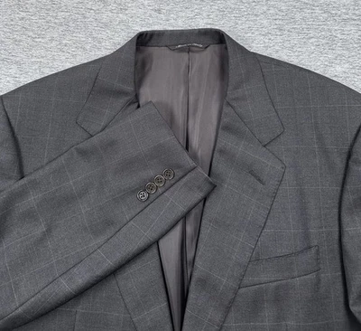 Traje Chaqueta Blazer CANALI Para Hombres EE. UU. 42L Gris Cuadros Lana Dos Botones Hecho en Italia Foto 1 de 4