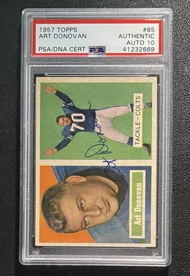 1957 Topps #65 Art Donovan Signed PSA/DNA Authentic AUTO Grade 10 Colts HOF - Image 1 of 3