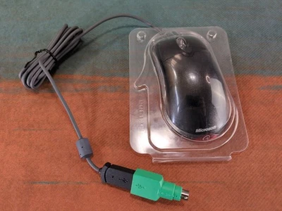 Microsoft Wheel Mouse Optical USB and PS/2 Compatible - Black - No Box/Manual - Image 1 of 4