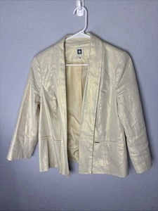Anne Klein White Jacket With Exposed Gold  Size M Designer - Picture 1 of 9