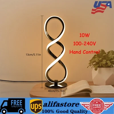 Lámpara de noche de escritorio con cable, lámpara de mesa LED para dormitorio lámpara de mesa espiral Foto 1 de 4