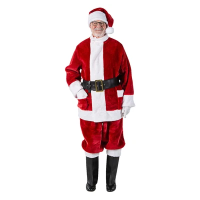 Burgundy Deluxe Santa With Outside Pockets Costume - Halco - Image 1 of 3