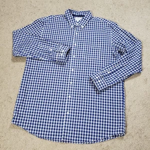 LL Bean Shirt Mens Large Tall LT Blue Plaid Traditional Fit Casual Office Work - Picture 1 of 8