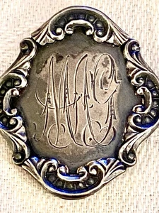 RARO Antiguo Victoriano Plata Esterlina Art Nouveau Monograma Mini Hebilla de Cinturón - Imagen 1 de 4