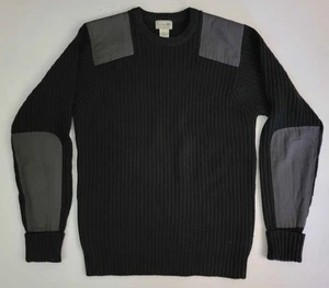 Suéter Militar LL Bean Negro Lana Merino Comando Táctico Codo Parche Para Hombre L - Imagen 1 de 6