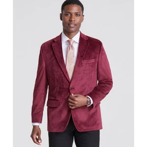 Michael Kors Kent Sport Coat Mens 48 Burgundy Velvet Two Button Blazer Jacket - Picture 1 of 11