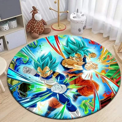 ANIMESNACKS MINISO Dragon Ball Anime Round Carpet Non-Slip Floor Mat Washable Rug