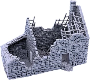 Casa de campo cuervo en ruinas - Juego de construcción de terreno de guerra medieval de 28 mm-32 mm - Imagen 1 de 9