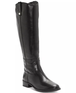 Bota hasta la rodilla International Concepts Fawne de cuero de becerro ancho negra 8M nueva en caja - Imagen 1 de 5