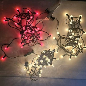 Vintage Weihnachts Lichterkette rot klar 3 Stück rund Birnen Urlaub festlich - Bild 1 von 5