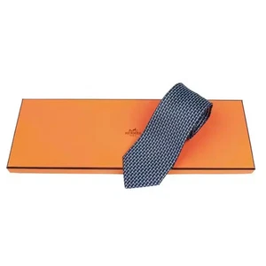 HERMES Necktie Tie Blue all-over pattern 100% Silk made in France J7956 - Picture 1 of 24