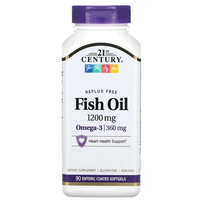 Aceite de pescado, Omega-3, 1.200 mg, 90 cápsulas blandas con recubrimiento entérico Foto 1 de 2