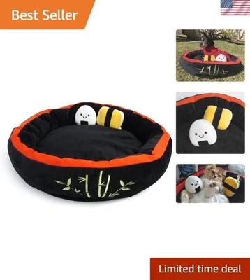 Pelúcia macia pequena fofa e aconchegante cama de sushi para cachorro gato com dois brinquedos de sushi,... - Imagem 1 de 4