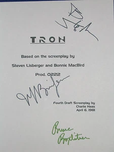 Tron Signed Movie Script Jeff Bridges Barnard Hughes Bruce Boxleitner reprint - Imagen 1 de 1