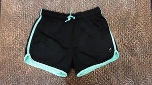 H&M Sport Girls Black& Aqua Athletic Shorts Size 8-10 Pre-owned and Cute! - Picture 1 of 6
