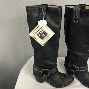 Frye Boots Womens 6.5 Black Western Harness Cowboy Ranch Rodeo NEW - Picture 1 of 24