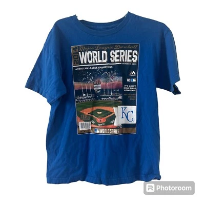 Camiseta azul Majestic MLB 2014 Serie Mundial Kansas City Royals talla XL Foto 1 de 4