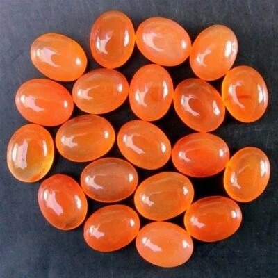 Wholesale Lot of 9x7mm Oval Cabochon Natural Carnelian Loose Calibrated Gemstone - Image 1 of 4