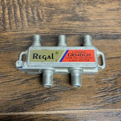 Regal GRS4DGH 4-Way Splitter Coaxial Cable 5-1000MHz 110dB EMI Isolation - Image 1 of 2