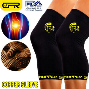 Copper Knee Support Compression Sleeve Brace Sport Joint Pain Relief Arthritis