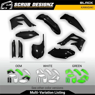 Kawasaki KX450F 2013-2015 KXF Black/Green/WhiteMotocross Plastic Body Kit  - Image 1 of 4
