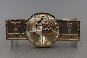 Anillo de banda de dos dedos de oro amarillo sólido de 10 K THE WORLD IS YOURS. Talla 9,5, 10 - Imagen 1 de 8