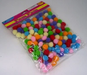 CRAFTS - PACKAGE OF POM POMS - ASSORTED COLORS - 5/8" - 150 PIECES - Picture 1 of 1
