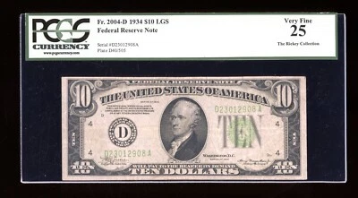 DBR 1934 $10 LGS FRN Cleveland Fr. 2004-Dlgs PCGS 25 Serial D23012908A - Image 1 of 2