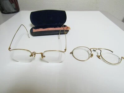  Vtg Eye Glasses Shuron 12K Gold Filled Wire Frame Semi Rimmed AO Specs - Image 1 of 4