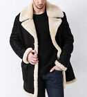 Men's Winter Warm Jacket Thicken Faux Fur Coat Faux Suede Overcoat Long Sleeves