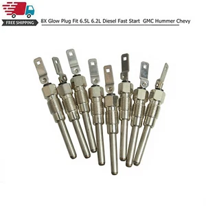 6.5L 6.2L Diesel Fast Start Glow Plugs for GMC Hummer Chevy Set of 8 - Picture 1 of 5