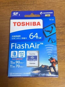Toshiba FlashAir W-04 THN-NW04W0640C6 64GB wireless LAN SDXC memoly card - Picture 1 of 2