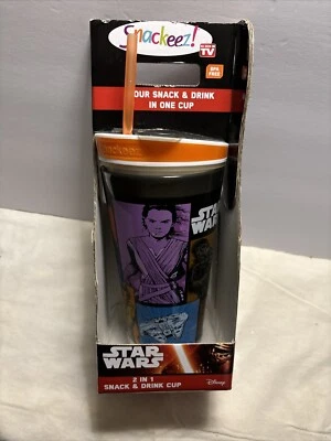 Snackeez Jr Star Wars 2-in-1 Snack & Drink Cup Straw & Lid Disney New - Image 1 of 4