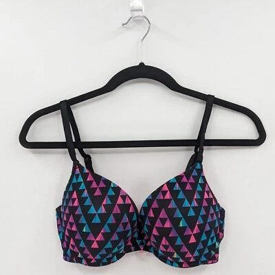 Victoria's Secret PINK Bra 34D Colorful Geometric Push Up Wear Everywhere - Imagem 1 de 4