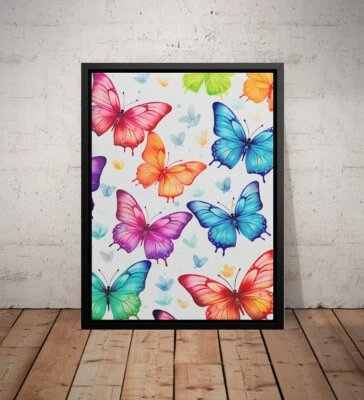 Classy Boho White background Butterfly Art Print poster no framed - Image 1 of 4
